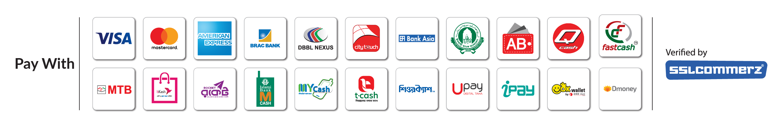 Pay with SSLCOMMERZ accepted methods
